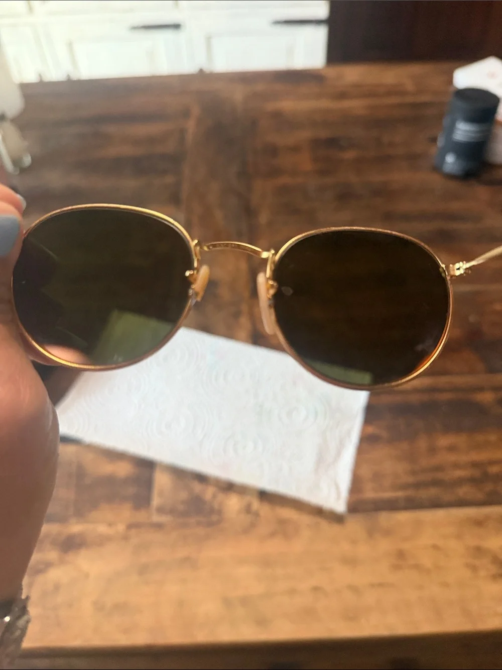 Ray-Ban Gold Frame Sunglasses with Rose Gold Lenses